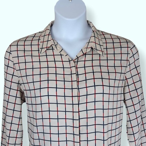 (2/$20) Splash Red & Blue Line Blouse - Picture 3 of 8